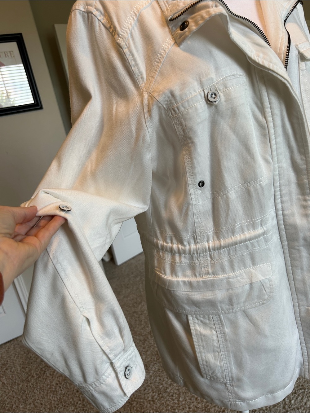 Anthropologie Marrakech Geneva Anorak Utility Jacket White Size Large - Picture 4 of 12